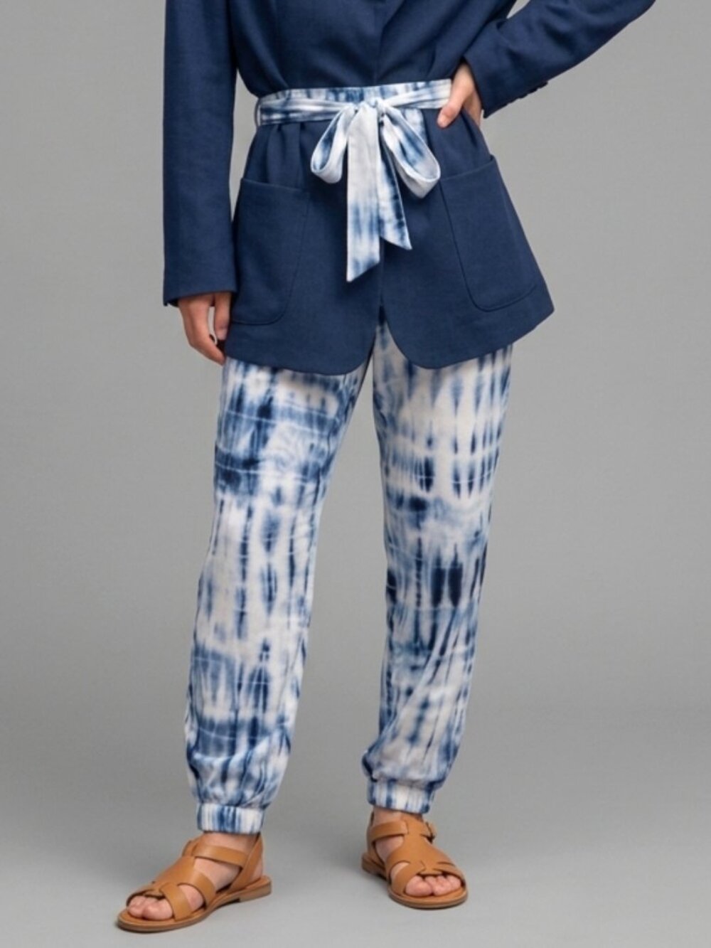 Ralph Lauren Silk Pants XS 0 2 Joggers Blue White Tie Dye Harem Black Label $995